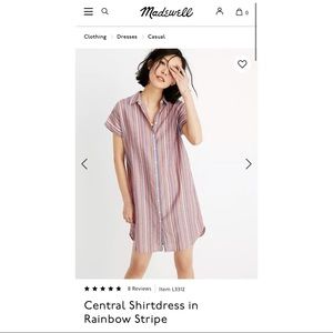 Madewell Central Shirtdress in Rainbow Stripe